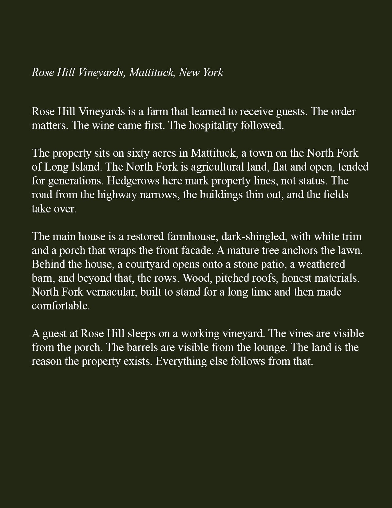 L’Hôtelier No. 1: Rose Hill Vineyards | North Fork, Long Island - Higher Class Editions